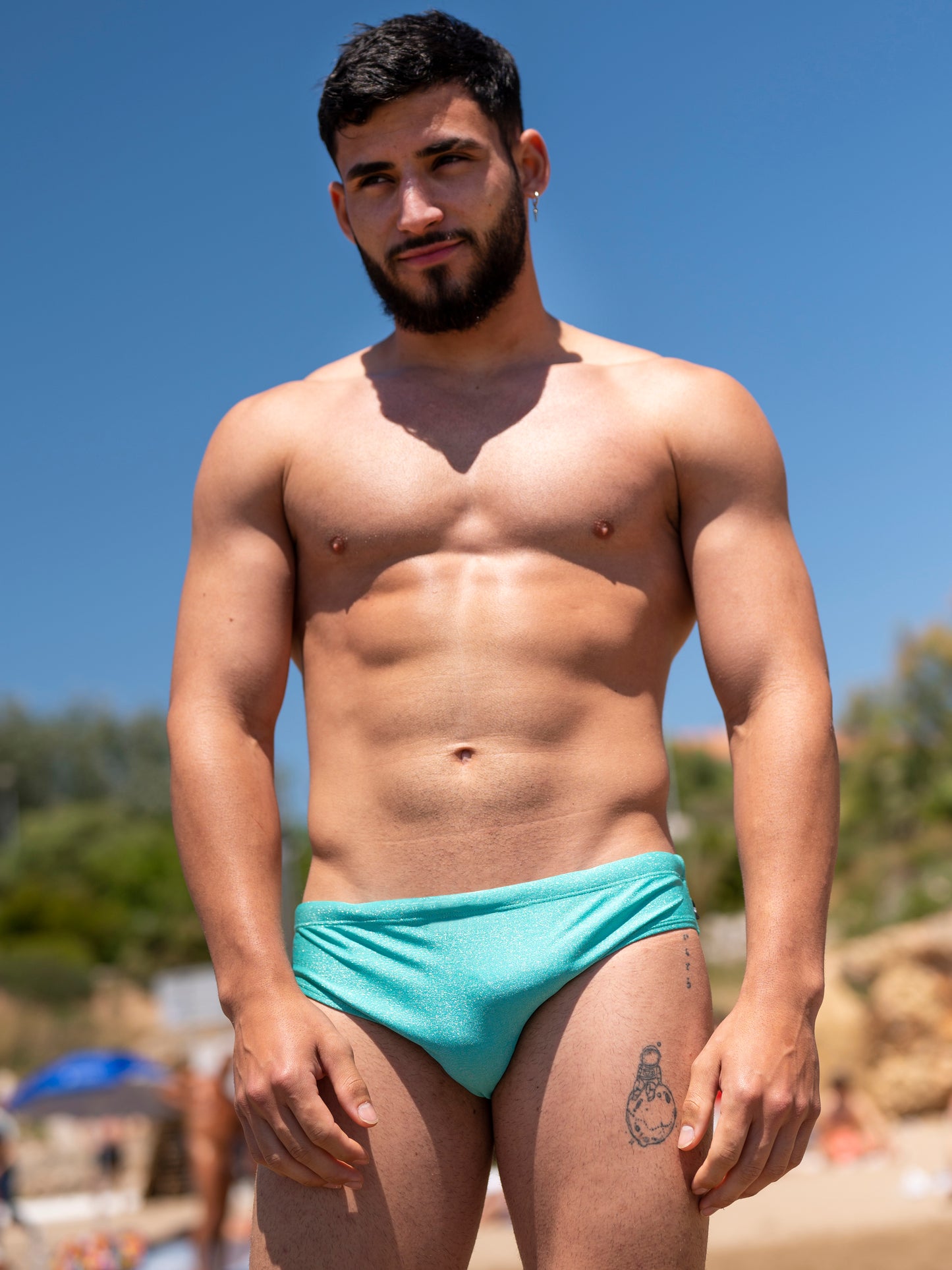 Aqua Sparkle Premium Swim Briefs With Metallic Fiber