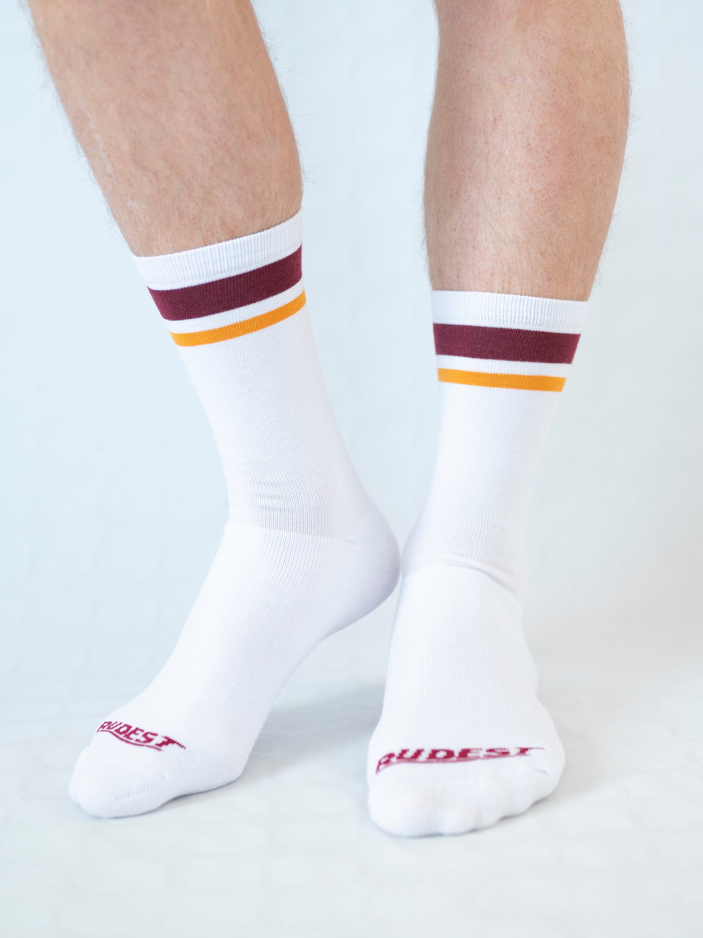 Chaussettes Rudest Retro en Éponge Intégrale – Bordeaux + Jaune