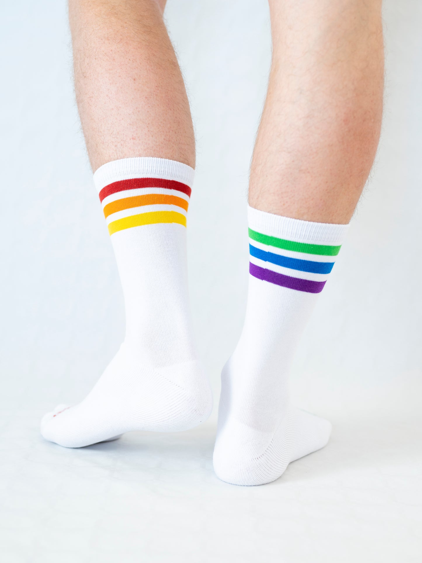 Pack de 3 Calcetines Arcoíris Desparejados de Rizo Completo - Blanco