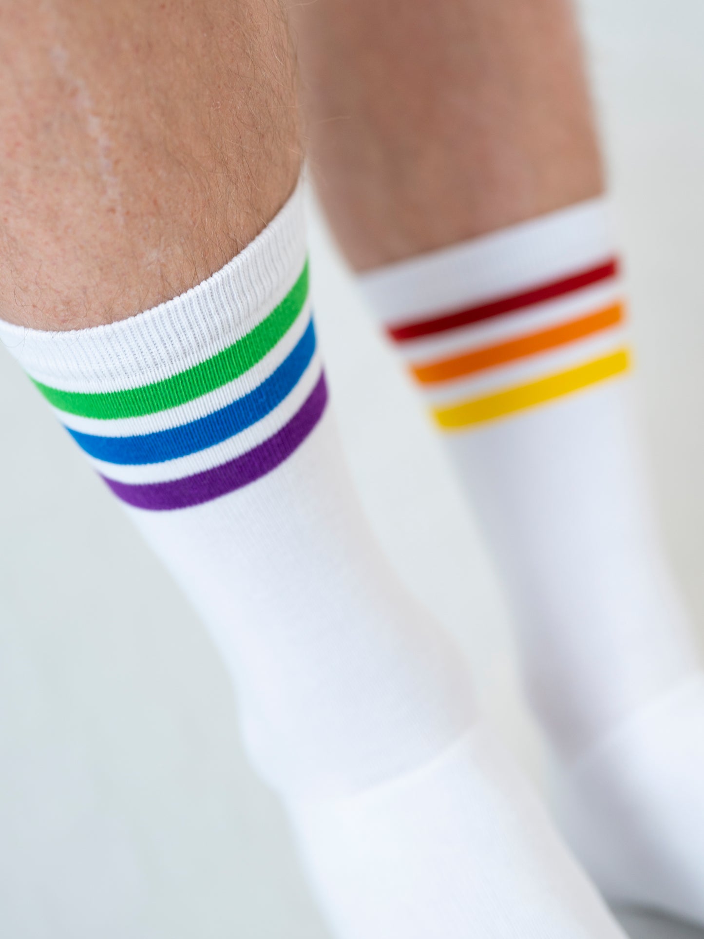 Pack de 3 Calcetines Arcoíris Desparejados de Rizo Completo - Blanco