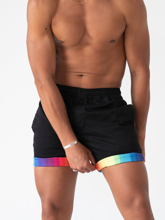 The Rudest Rainbow Roll-up Shorts - Black