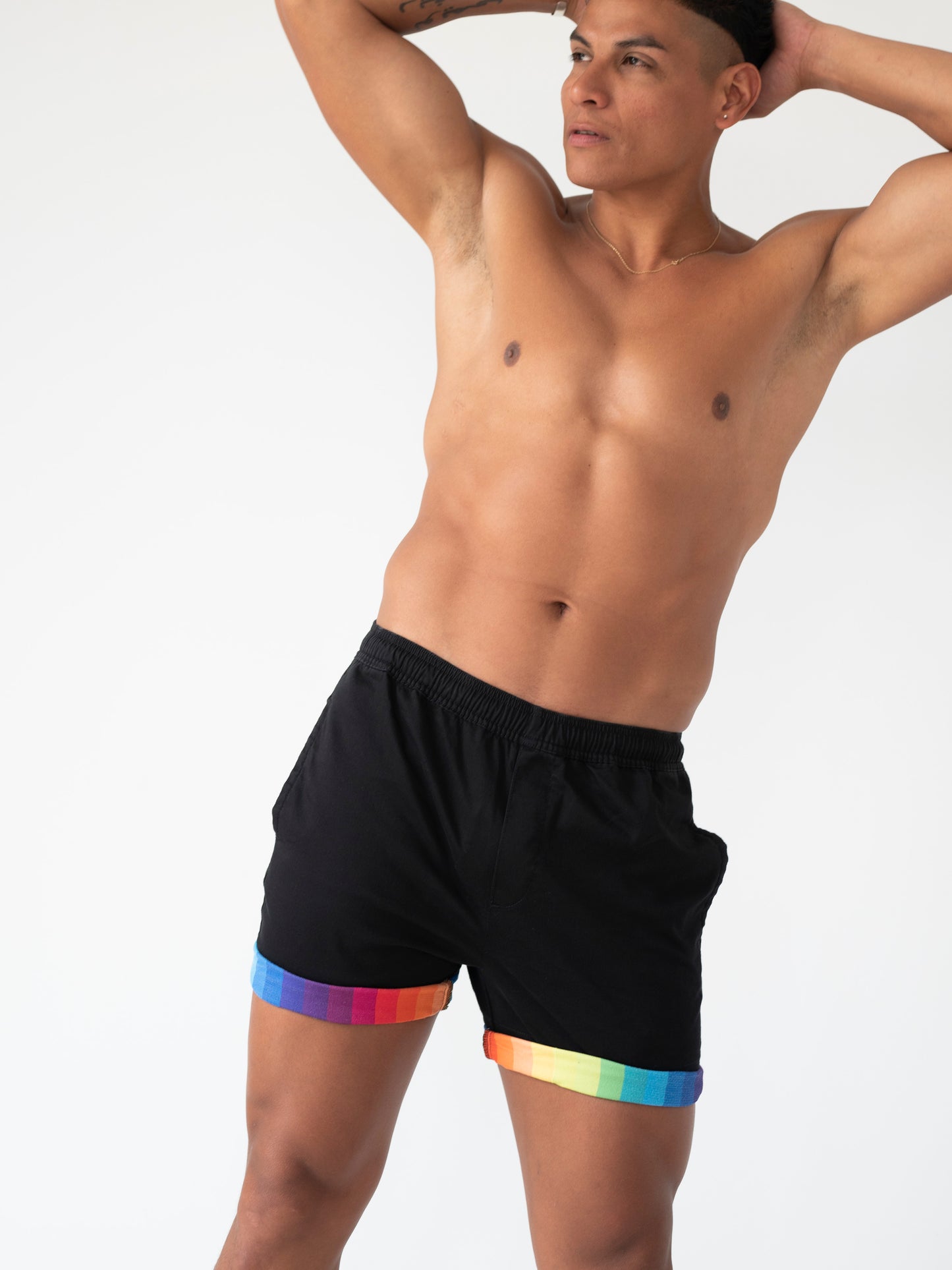 The Rudest Rainbow Roll-up Shorts - Black