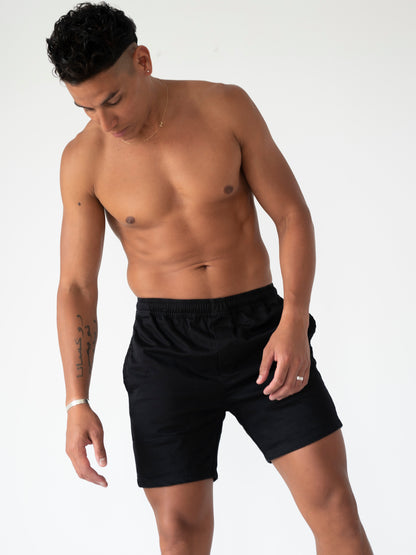 Shorts Rudest con Puños Arcoíris Enrollables - Negro