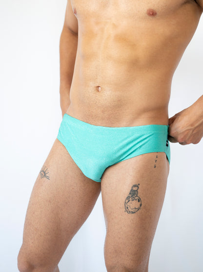 Aqua Sparkle Premium Swim Briefs With Metallic Fiber