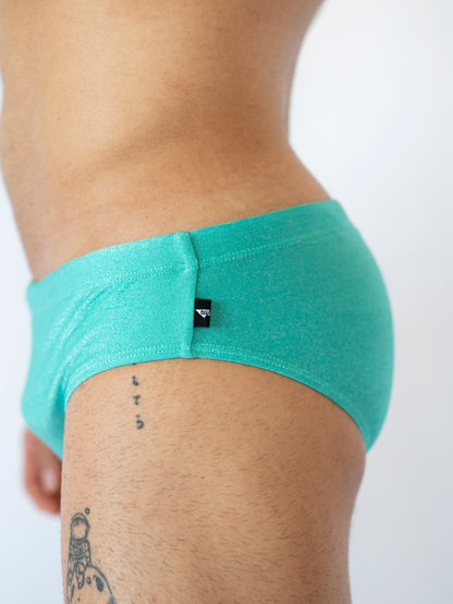 Aqua Sparkle Premium Swim Briefs With Metallic Fiber