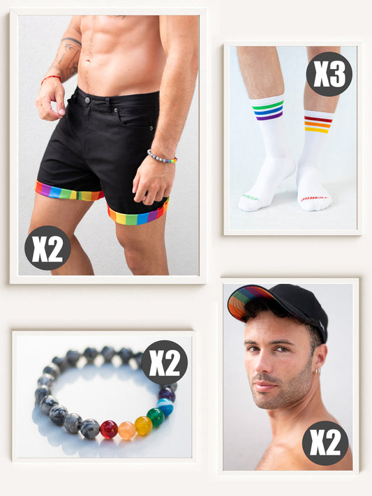 Couples Pack: 2 Shorts + 2 Caps + 3 Pairs of Socks + 2 Bracelets - Extra 20% Off