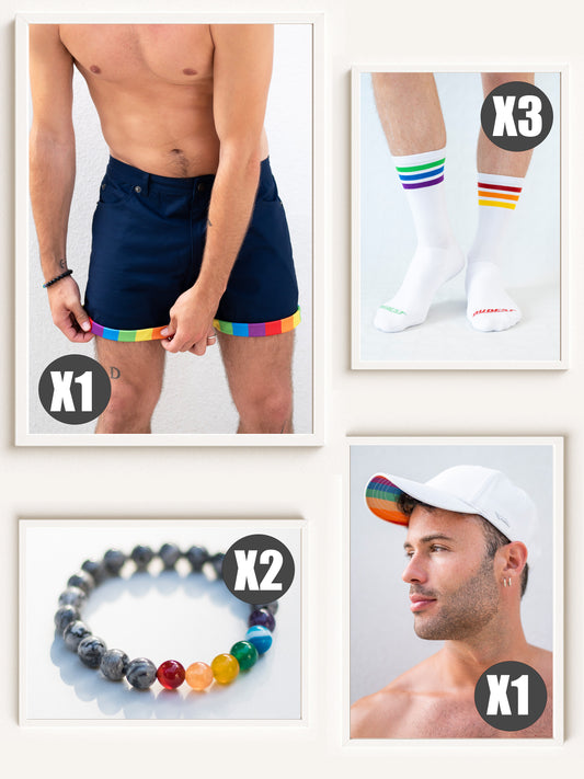 Pride Pack: Shorts + Cap + 3 Pairs of Socks + 2 Bracelets - Extra 15% Off