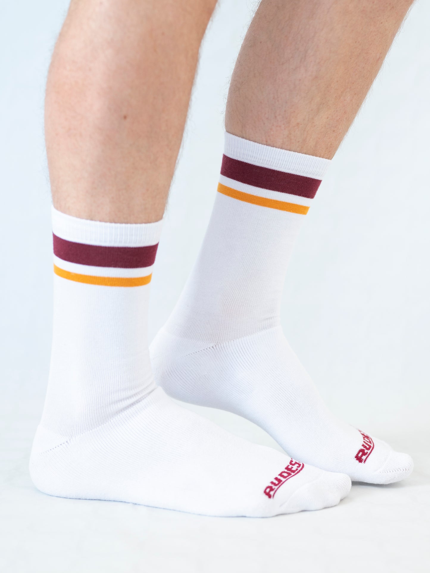 Chaussettes Rudest Retro en Éponge Intégrale – Bordeaux + Jaune