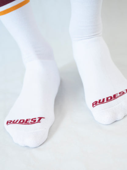 Chaussettes Rudest Retro en Éponge Intégrale – Bordeaux + Jaune