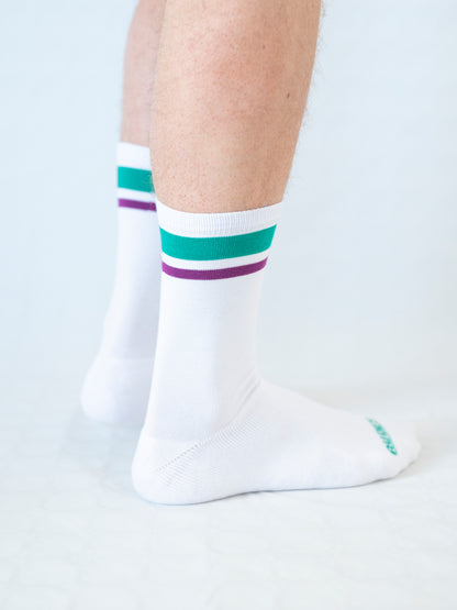 The Rudest Retro Full Terry Socks - Teal + Plum