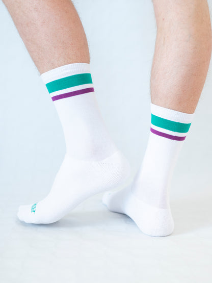The Rudest Retro Full Terry Socks - Teal + Plum
