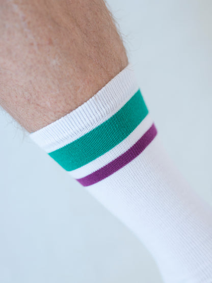 The Rudest Retro Full Terry Socks - Teal + Plum