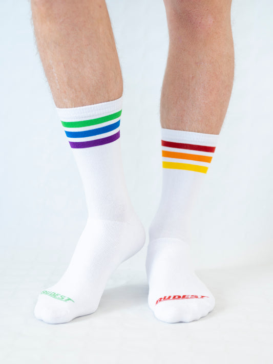 Los Calcetines de Rayas Arcoíris Desparejadas de Rudest - Pack de 3