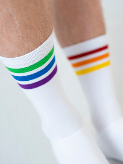Pack de 3 Calcetines Arcoíris Desparejados de Rizo Completo - Blanco